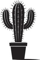 Artistic desert cactus silhouette design on a pristine white surface vector