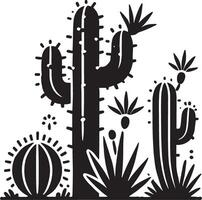 Striking big cactus shape shadow on a blank white backdrop vector