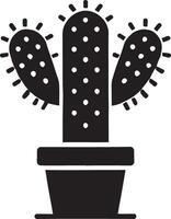 Stunning desert cactus silhouette design on a blank white canvas vector