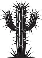 Intricate big cactus silhouette design isolated on white vector