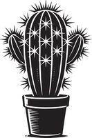 Subtle desert cactus silhouette design on clean white surface vector