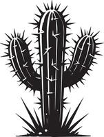 Classic desert cactus silhouette artwork on white background vector