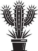 Graceful cactus silhouette isolated on plain white vector