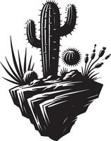 Artistic desert cactus shadow illustration on a white canvas vector