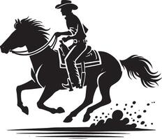 Unique cowboy figure shadow design on a blank white surface vector