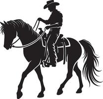 Graceful cowboy figure shadow design on a blank white background vector