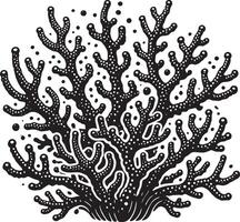 Delicate branching coral shadow illustration on white background vector