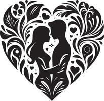 Artistic romantic couple love illustration on white background vector