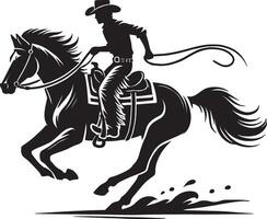 Captivating cowboy figure shadow on a clean white backdrop vector