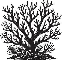 Decorative underwater coral silhouette against a blank white background vector