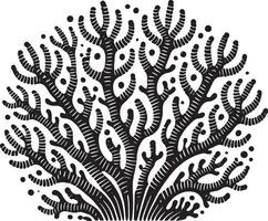 Artistic sea coral shape in silhouette on white vector