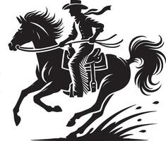 Simplistic cowboy figure shadow design on plain white cowboy style vector