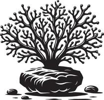 Subtle underwater coral silhouette on white vector