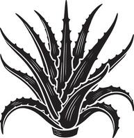 Bold aloe vera plant shape design against white background vector