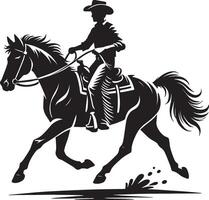 Strong cowboy shadow illustration against a pure white background vector