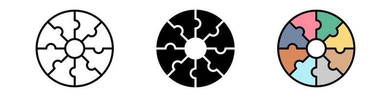 circle puzzle icon set. modern design isolated on white background. vector