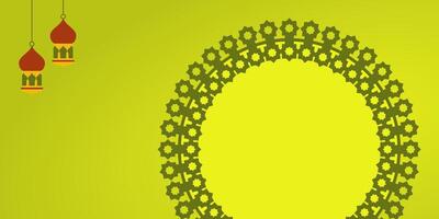 Ramadan Background Graphic Illustration. Free Copyspace Area Design with Mandala and Lantern Ornaments vector