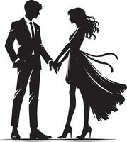 Romantic duo in silhouette isolated on white vector
