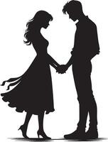 Romantic couple silhouette beautifully drawn on white background vector