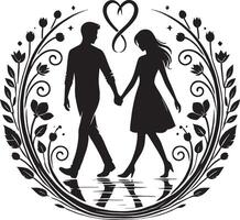 Passionate lovers silhouette artwork on white background vector