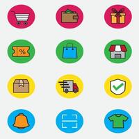set of e commerce icons with color good for web, application, website e commerce and element design vector