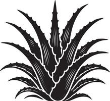Sleek aloe vera silhouette artwork on a clean white backdrop vector