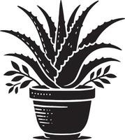 Harmonious aloe vera in pot shape design isolated on white vector