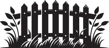 Sleek garden fence silhouette design on white background vector