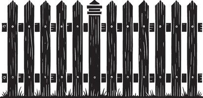 Modern garden fence artwork in silhouette on white background vector