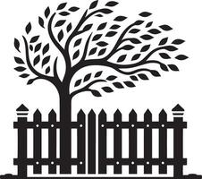 Bold garden fence silhouette design against a white backdrop vector
