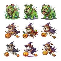 Unique Halloween Day featuring festive illustrations and line art for party decor or digital downloads. vector