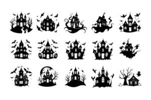 Create spooky vibes with high-quality Halloween illustrations in cartoon and line art designs. vector