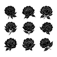 Versatile flower silhouette bundle featuring line art and clipart. Ideal for digital and physical projects. vector