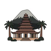 A temple with a mountain in the background vector