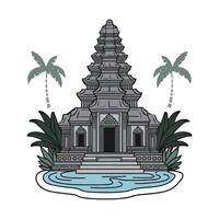 a temple with palm trees vector