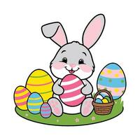 Easter bunny with eggs clipart vector