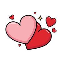 Two hearts with stars on them, one is red and the other is pink vector