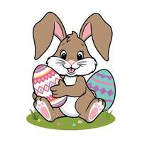Easter bunny holding eggs clipart vector
