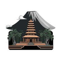 A temple with a mountain in the background vector