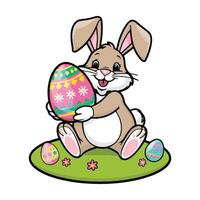 Easter bunny holding an easter egg vector