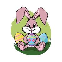 Easter bunny with eggs vector