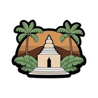 An image of a temple with palm trees vector