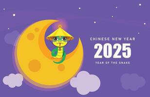 Chinese banner, Chinese New Year 2025, celebrating the Year of the Snake. Backgrounds with a snake and geometric shapes illustration. Astrology China lunar calendar animal symbol. vector