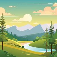 Natural landscape with mountains in the background vector