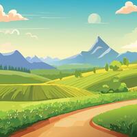 Wonderful landscape of green fields illustration vector