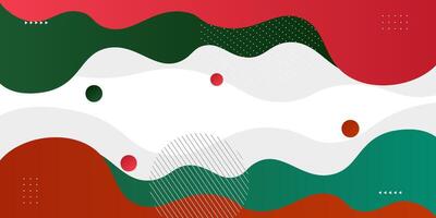 Dynamic abstract background in green and red colors with wave shapes. Simple stylish background with fresh and colorful creative elements. Eps10 vector