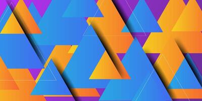 Abstract futuristic geometric background with bright blue gradient triangle shapes background design overlapping each other. Orange triangle shape pattern. eps10 vector