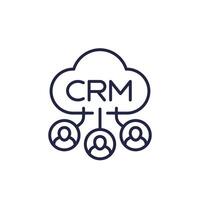 CRM icon with customers, line vector