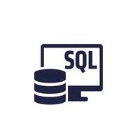 SQL icon with a database and computer vector