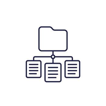 clasificación línea icono, datos administración vector